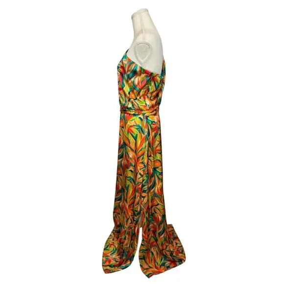 Nicole Miller One Shoulder Tropical Maxi Dress Women's 10 Resort Vacation Cruise - Picture 13 of 16